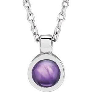 14K Gold Round Natural Amethyst Bezel-Set Necklace