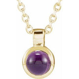 14K Gold Round Natural Amethyst Bezel-Set Necklace