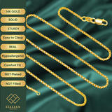 14K REAL Solid Yellow or White Gold 0.6mm-2.5mm 4 Sides Diamond Cut Box Chain