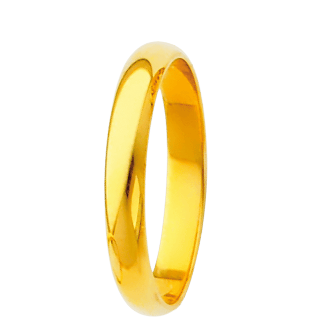 Aliança de casamento em ouro amarelo real 14K de 1,5 mm a 6,0 mm 