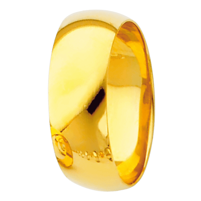 Aliança de casamento em ouro amarelo real 14K de 1,5 mm a 6,0 mm 