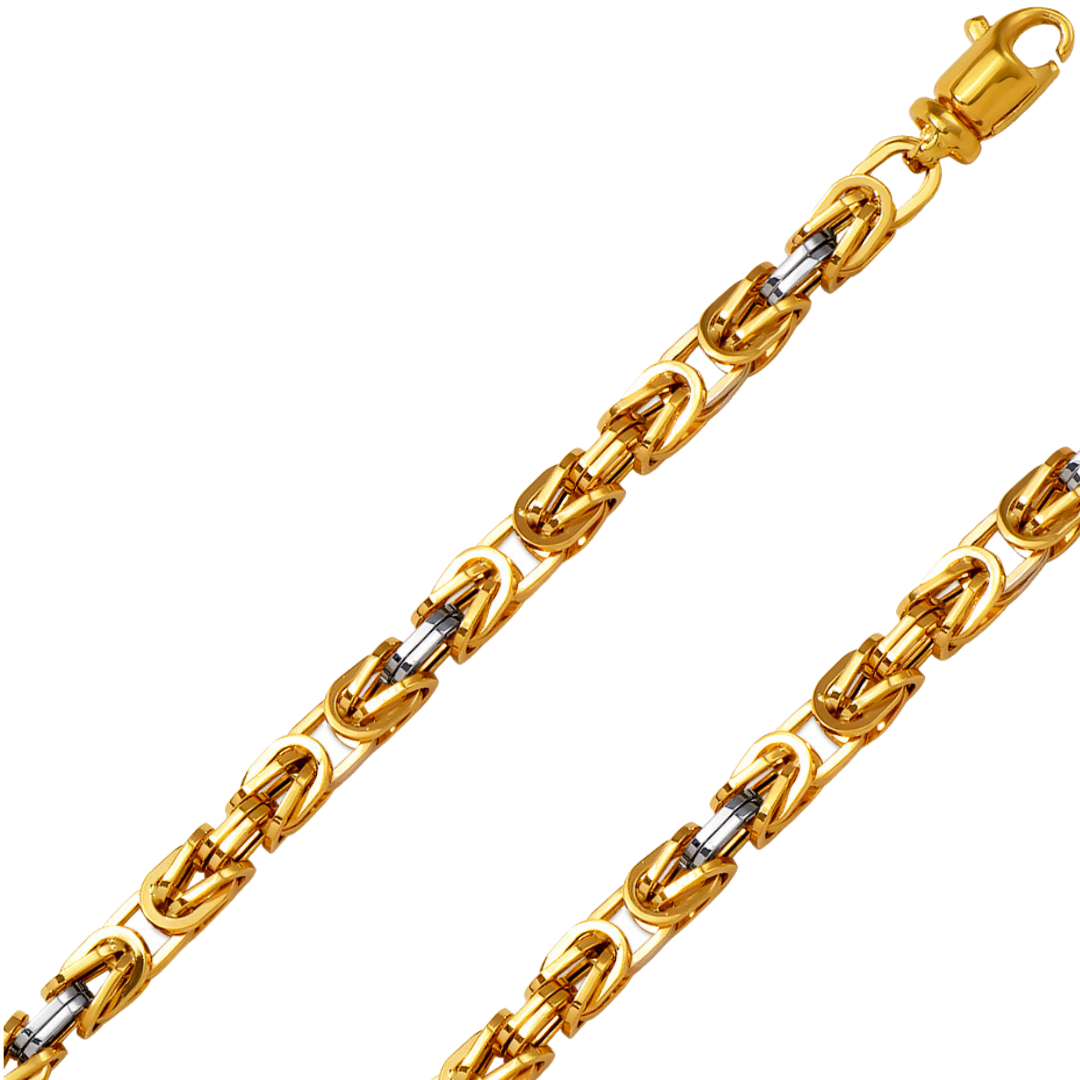 14K Gold Hollow Byzantine 5.75mm - 6.50mm Chain