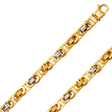 14K Gold Hollow Byzantine 6.20mm - 10.0mm Flat Chain showcasing a luxurious design and high-quality craftsmanship.