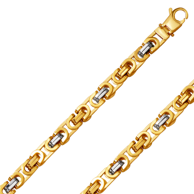 Men's 6.20mm - 10.0mm Gold Chains 14k | Real Gold Hollow Byzantine Flat Chain | Italian Fashions