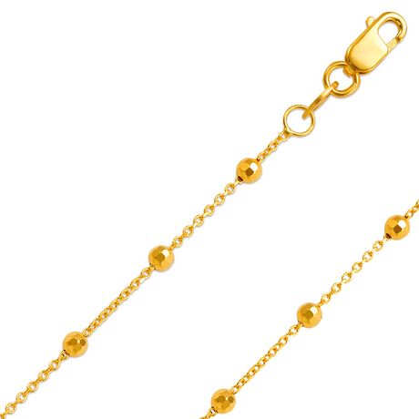 14K Yellow ,White or Two-Tone Gold 1.0mm - 4.0mm Bead Chain