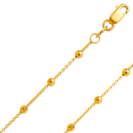 Corrente de contas de 1,0 mm - 4,0 mm em ouro amarelo, branco ou bicolor 14K