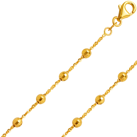 Corrente de contas de 1,0 mm - 4,0 mm em ouro amarelo, branco ou bicolor 14K