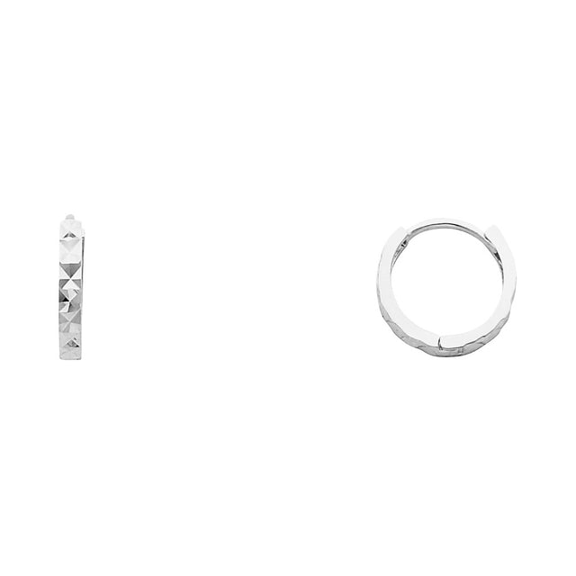 14K Gold Diamond-Cut Huggie Earrings