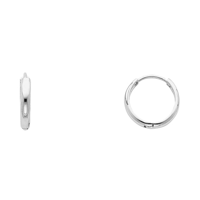 14K Gold Plain Polished Huggie Earrings
