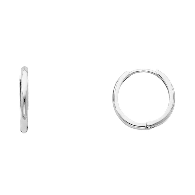 14K Gold Plain Polished Huggie Earrings