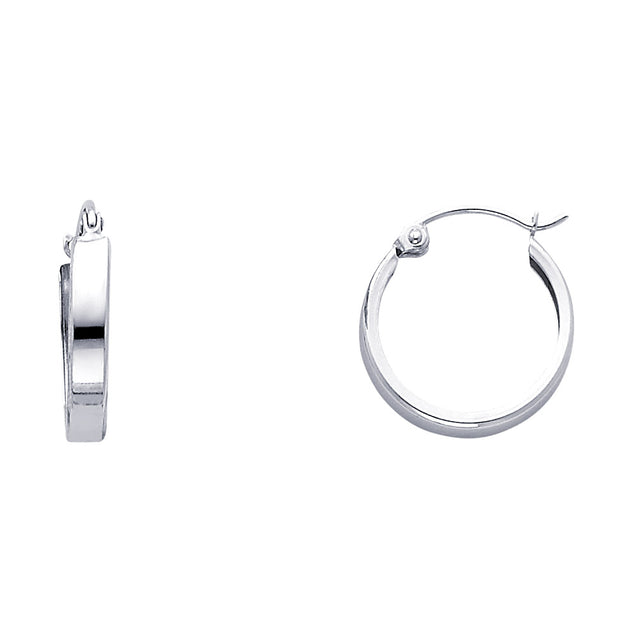 14K Gold Plain Polished Huggie Earrings