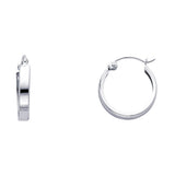 14K White Gold Plain Square-Tube Hoop Earrings on white background - Italian Fashions