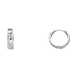 14K Gold Greek Key Openwork Huggie Earrings