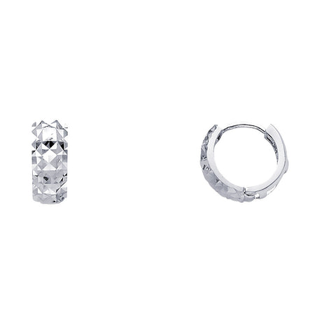 14K Gold Diamond-Cut Huggie Earrings