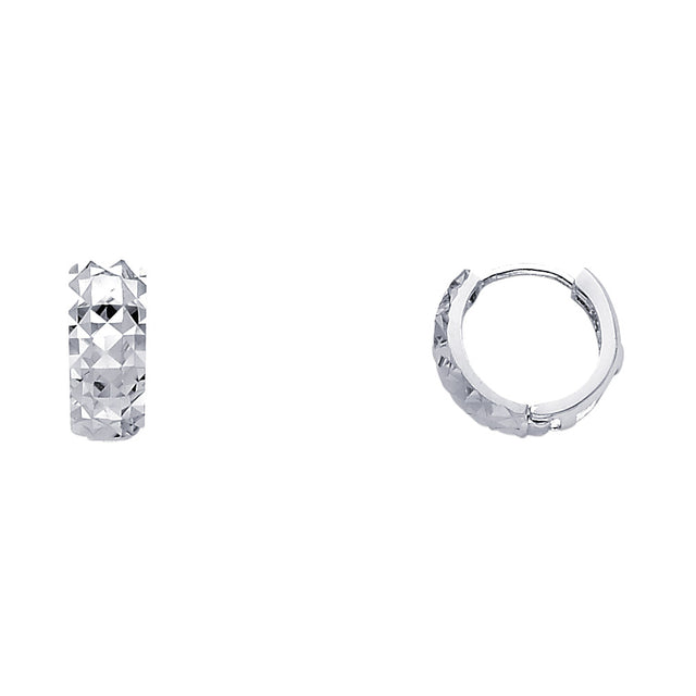 14K Gold Diamond-Cut Huggie Earrings