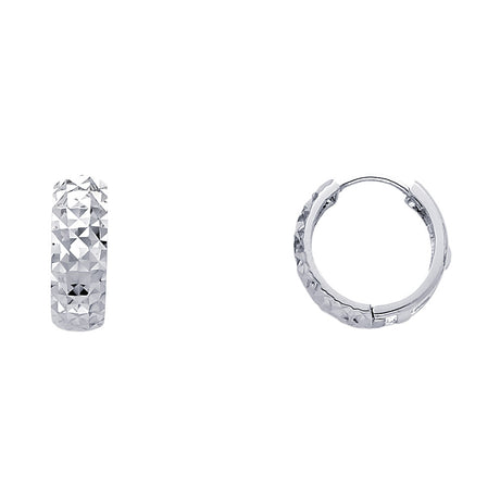 14K Gold Faceted Diamond-Cut Huggie Earrings