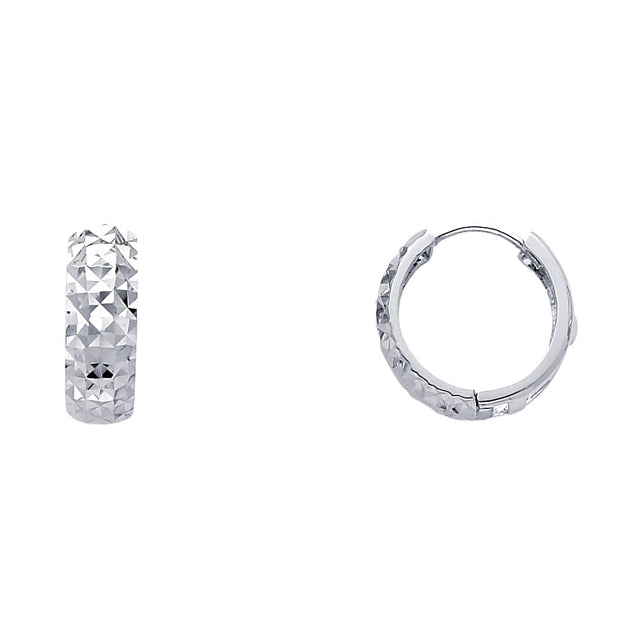 14K Gold Faceted Diamond-Cut Huggie Earrings