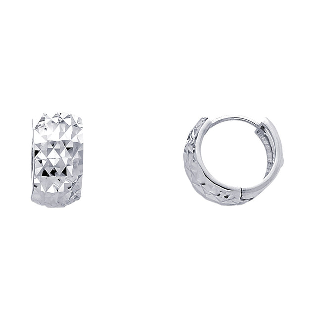 14K Gold Basketweave Huggie Earrings