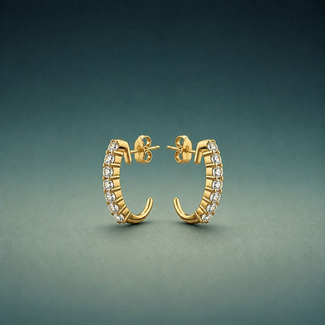 Yellow gold diamond inside-out hoop earrings