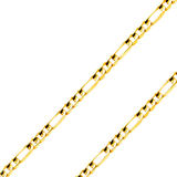 14K Real Solid Yellow or white Pave Gold 1.20mm-4.60mm Figaro 3+1 Concave Light Bracelet