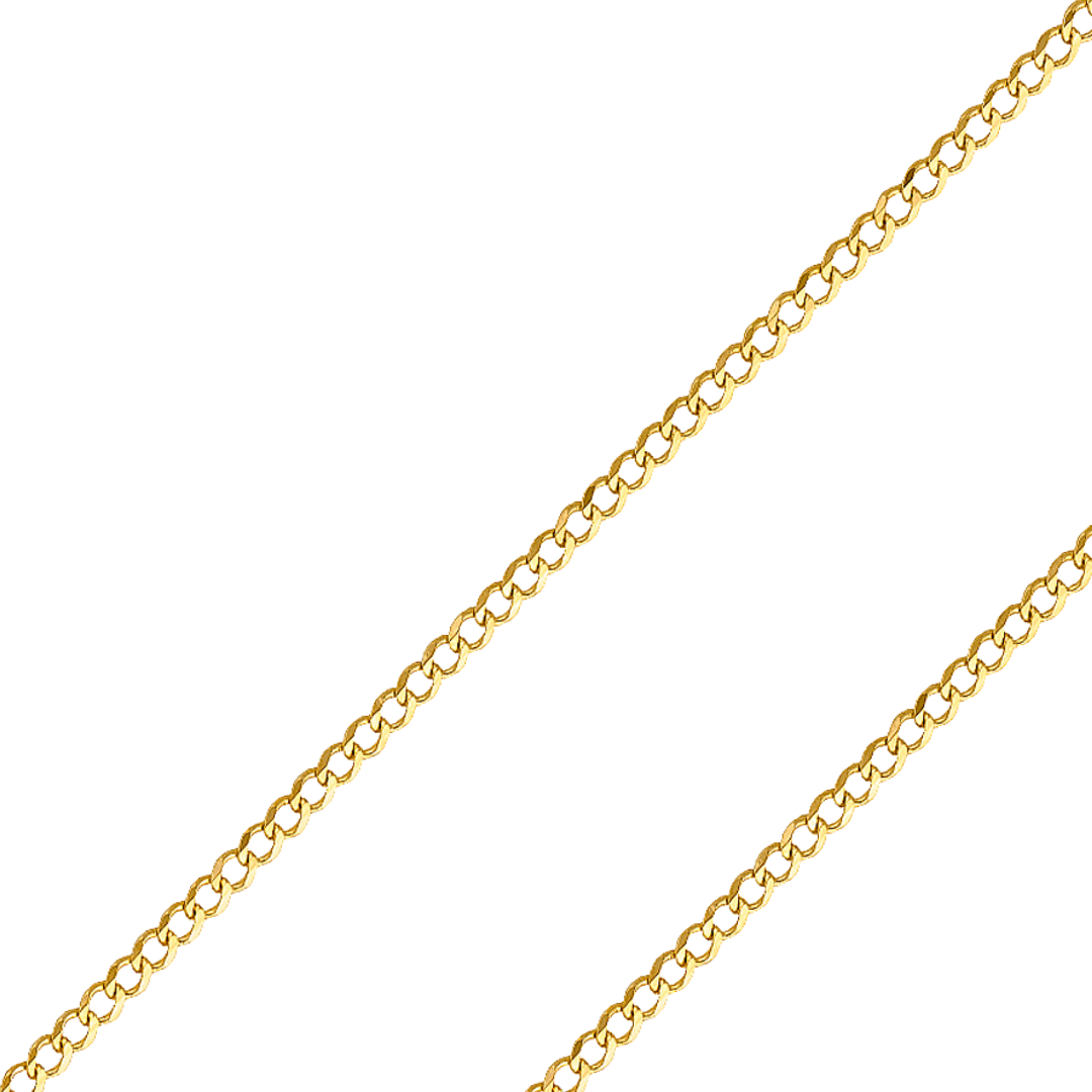 14K Real Solid Yellow Gold 2.20mm-14.00mm Curb Concave Regular Cuban Chain