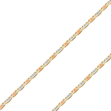 14K REAL Tricolor Gold 1.50mm-4.80mm Valentino Star Diamond Cut Chain
