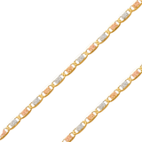 14K REAL Tricolor Gold 2.10mm-4.20mm Diamond Cut Valentino Chain