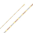14K Tricolor Gold Solid Stamped 3.2 mm Figaro 3+1 Chain with Lobster Clasp
