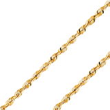 14K REAL Yellow White Gold 1.50mm-4.00mm Solid Super Light Rope Diamond Cut Chain