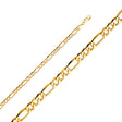 14K Yellow Gold Hollow 5.1 mm Bevelled Figaro 3+1 Bracelet