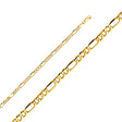 14K Yellow Gold Hollow 4.1 mm Bevelled Figaro 3+1 Bracelet