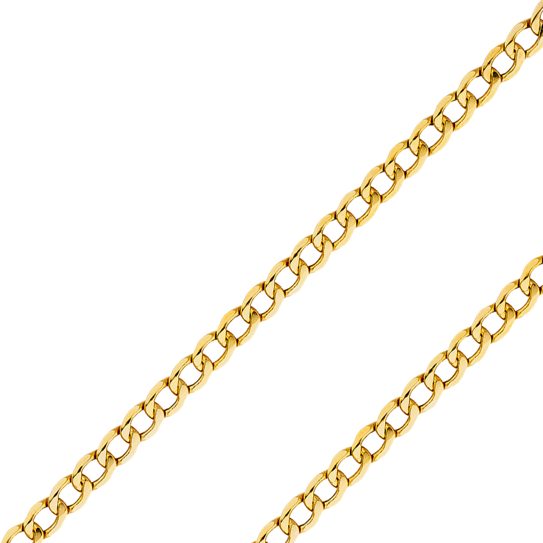 14K REAL Yellow White Pave Gold 2.00mm-10.90mm Hollow Bevelled Curb Diamond Cut Cuban Chain