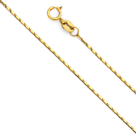 14K Yellow Gold Solid Diamond-Cut 1 mm Square Snail Chain
