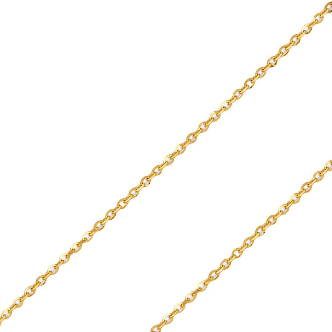 14K REAL Solid Yellow White Gold 1.20mm-1.60mm Diamond cut Cable Pendant Chain