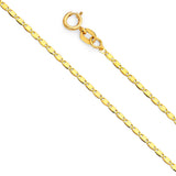 14K Yellow Gold Solid 1.3 mm Flat Valentino Chain with Spring-Ring Clasp