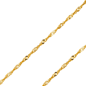 14K Real Yellow, White or Tri-Color Gold 2.70mm–6.90mm Singapore Pendant Chain – Width 1.5mm, Metal Color Yellow