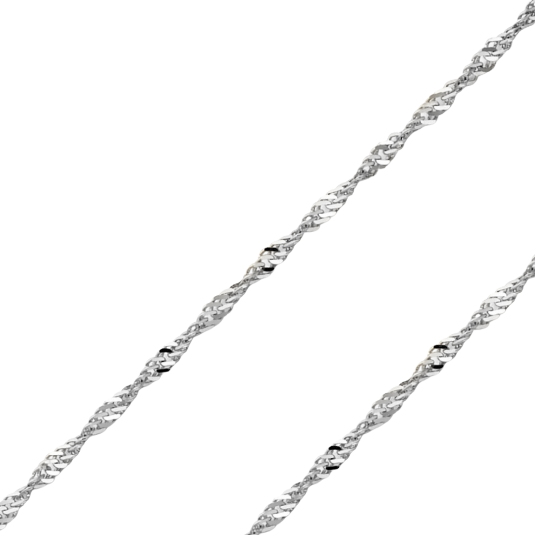 14K REAL White Gold 2.70mm-6.90mm Singapore Pendant Chain