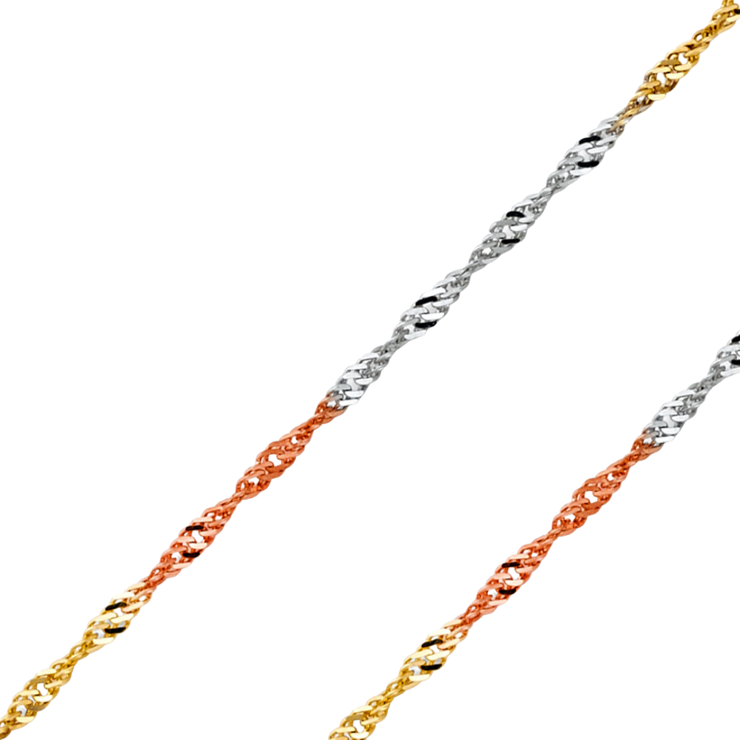 14K REAL White Gold 2.70mm-6.90mm Singapore Pendant Chain