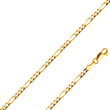 14K Real Solid Yellow Gold 2.70mm-11.30mm Figaro 3+1 Concave Regular Chain
