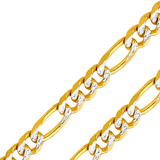 14K Real Solid Yellow Gold 1.80mm-11.30mm Figaro 3+1 Concave Regular White Pave Chain