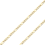 14K Real Solid Yellow Gold 1.80mm-11.30mm Figaro 3+1 Concave Regular White Pave Chain