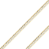 14K Real Solid Yellow Gold 2.70mm-14.00mm Curb Concave Regular Cuban Pave Gold Bracelets