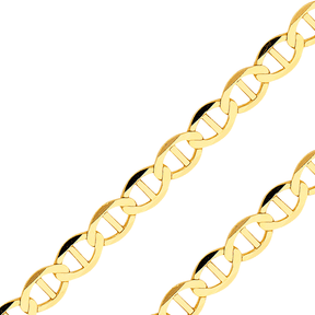 14K Yellow or Two-Tone (White Pave) Gold 2.5–7.7mm Diamond-Cut Flat Mariner Bracelet – Width 7.7mm, Size 8.5 Inches, Metal...