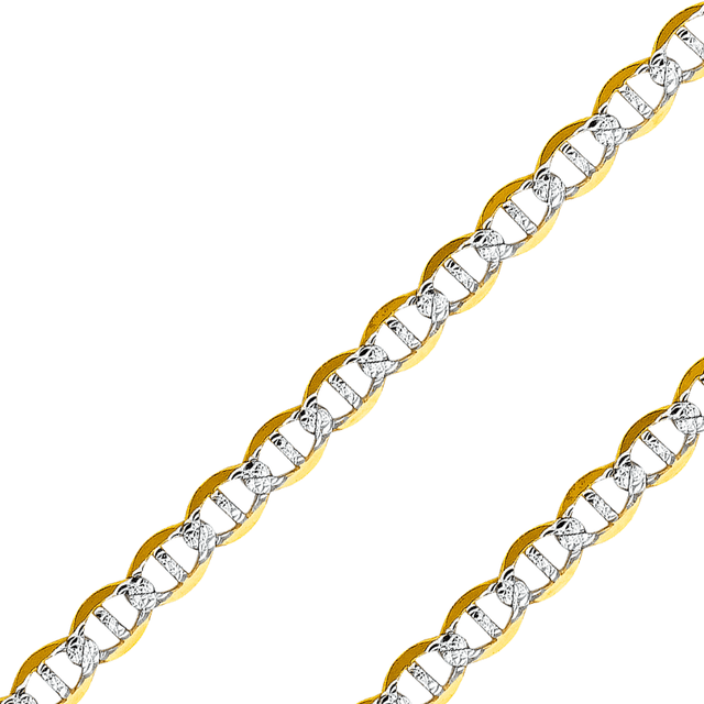14K REAL Yellow OR White Pave Gold 1.50mm-7.70mm Diamond Cut Flat Mariner Chain
