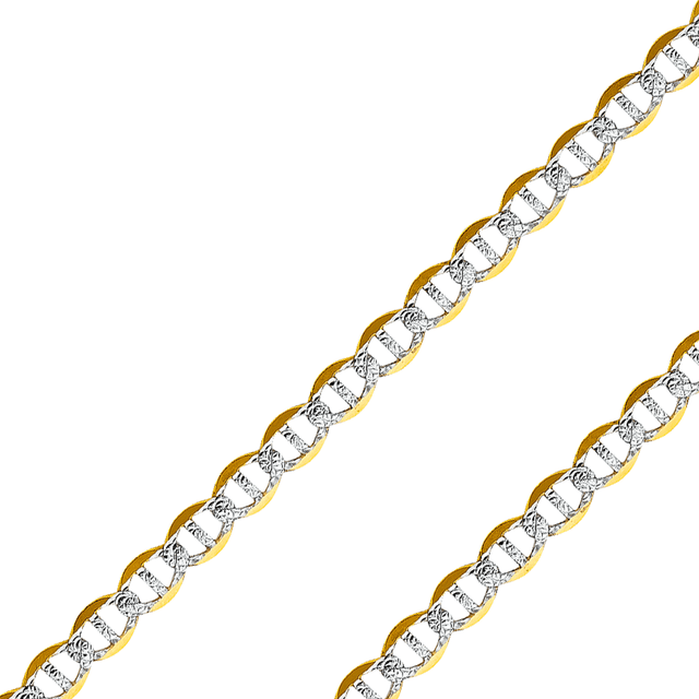 14K REAL Yellow OR White Pave Gold 1.50mm-7.70mm Diamond Cut Flat Mariner Chain
