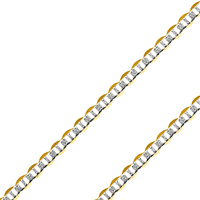 14K REAL Yellow OR White Pave Gold 1.50mm-7.70mm Diamond Cut Flat Mariner Chain