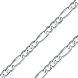 14K REAL White Gold 2.70mm-6.00mm Figaro 3+1 Concave Regular Diamond Cut Chain