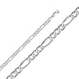 14K White Gold Solid 6.0 mm Concave Figaro 3+1 Bracelet