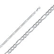 14K White Gold Solid 4.7 mm Concave Figaro 3+1 Bracelet