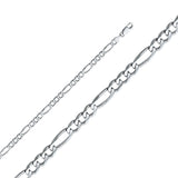14K White Gold Solid 4.7 mm Concave Figaro 3+1 Bracelet